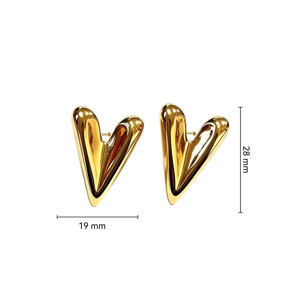 High-End Light Luxury Peach Heart Stud Earrings - Stainless Steel