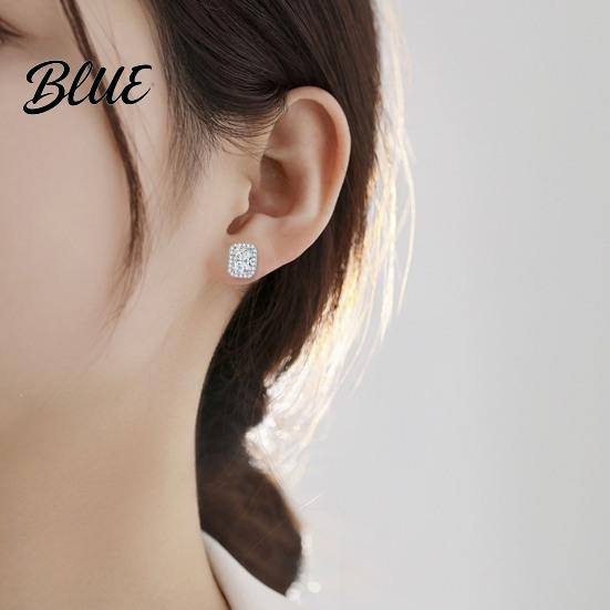 Clear Stone Earrings 1 Pair Stud Square Geometric White Cubic