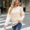 Autumn Solid Knitted Pullovers Sweater Women Elegant Loose Sweaters Winter Clothing Twist O Neck Knitwears Tops 28674