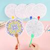 10 Pcs Blank Floral Pattern DIY Coloring Craft Round Paper Fans Hand Painting for Kids School Art Projects Birthday Party Favors
