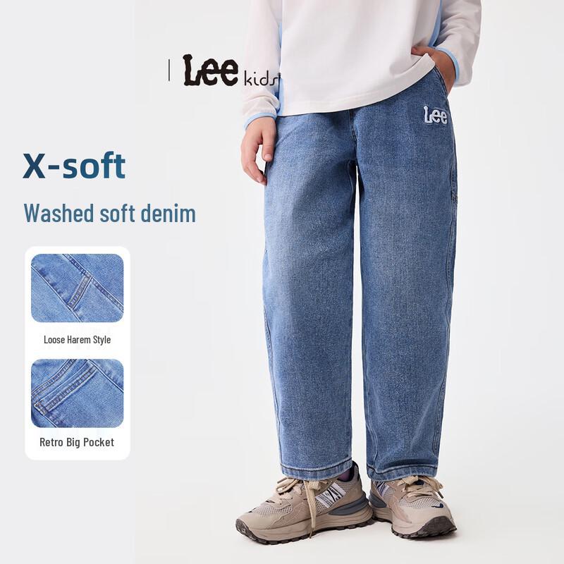 LeeKids Винтажные стираные свободные джинсы-афгани 140
