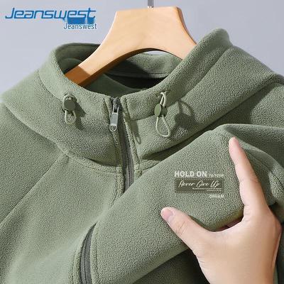 Jeanswest Herren Verdickte Doppelseitige Fleece-Kapuzenjacke