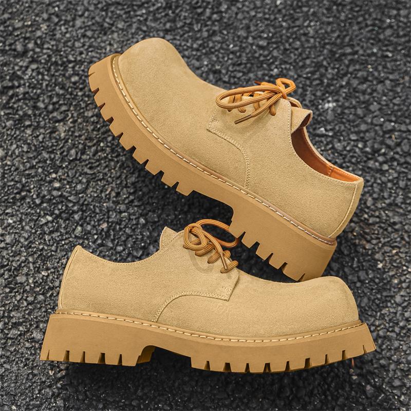 Autumn and winter thick soled men's shoes Minimalist retro British style Work and Party Leisure Business Lace up shoes