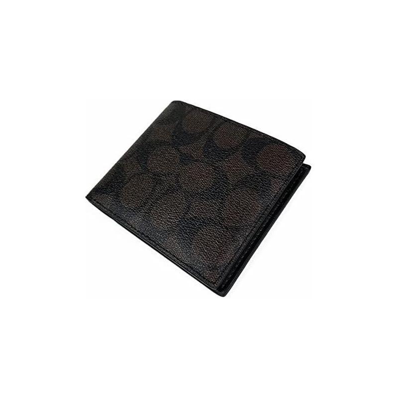 Coach 3 IN 1 Wallet 11 Classic Presbyopia Folding Short Style with Keychain Gift Box Cowhide Card Holder Wallet Men's Brown/Red