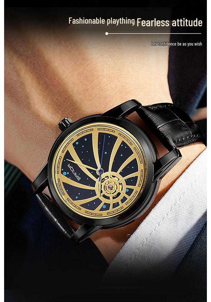 SANDA Men's Automatic Skeleton Watch with Starry Sky Dial, Luminous, Waterproof