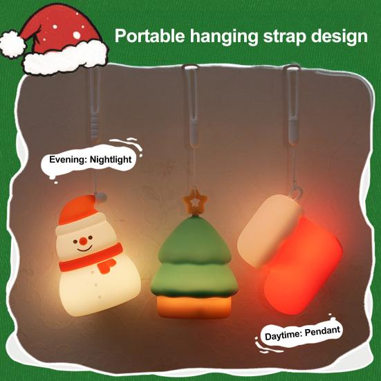 Christmas Night Light Bedside Touch Lamp with Color Changing Rechargeable Silicone Nightlight for Kids' Bedroom