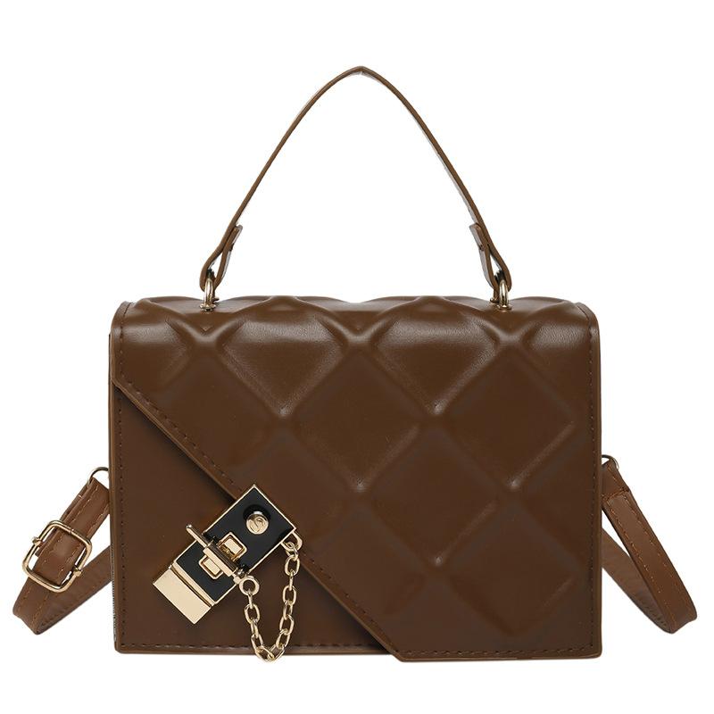 

Fashion trend casual simple texture small square bag spring new women s personalized shoulder messenger bag коричневий