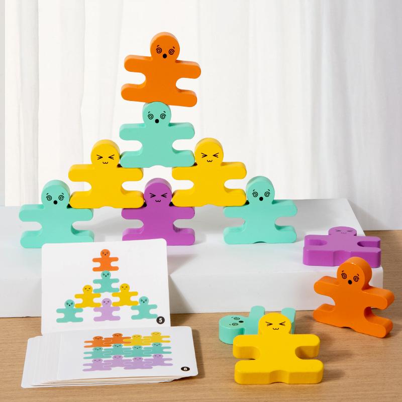 3D Children Wooden Building Blocks Balance Villain Blocks Montessori Toys For Toddlers Early Learning Fine Motor Skills Gift