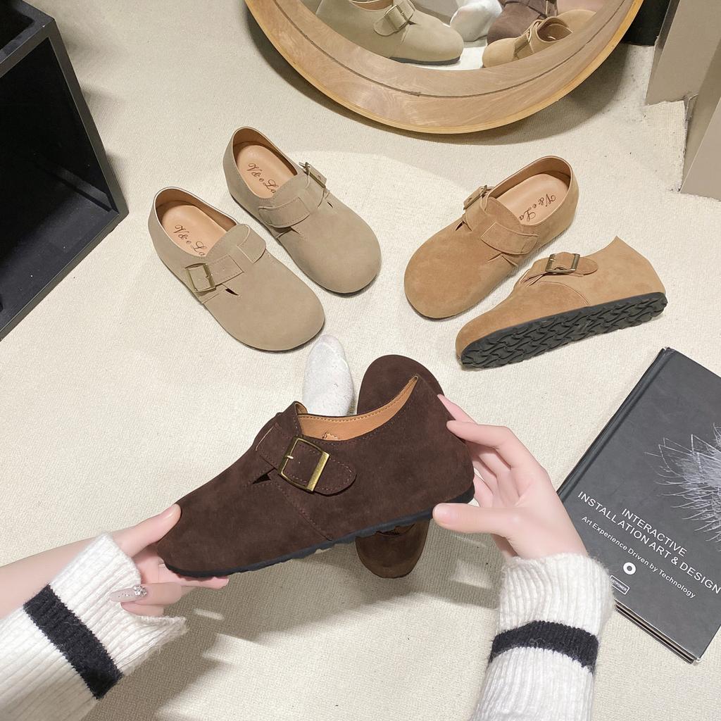 Big-headed lazy shoes Boken autumn ugly cute Boken shoes one-pedal women's 2025 retro new inner height-increasing Doudou shoes