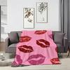 Artistic Pattern R-Retro Red Lips Sunglasses Throw Lightweight 240g Flannel Blanket Soft Skin-friendly for Summer Cooling