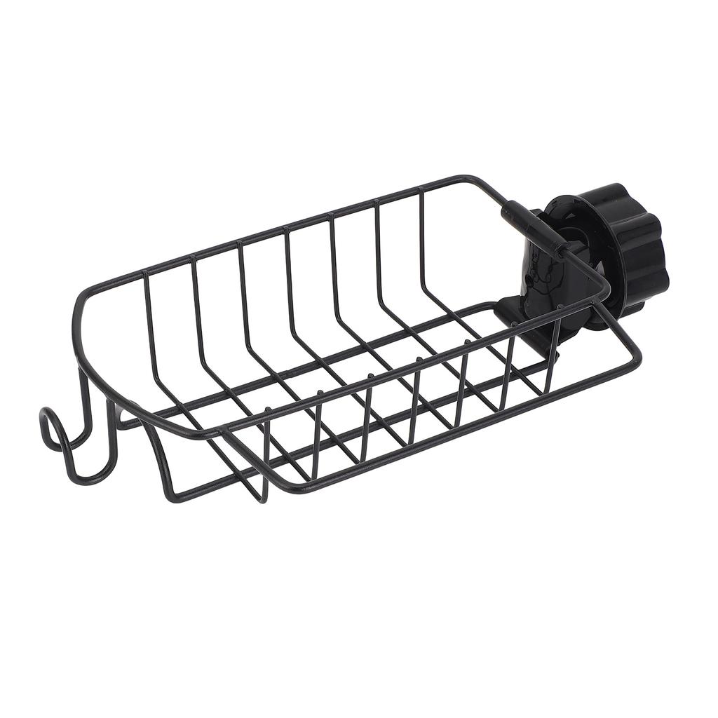 Kitchen Sink Faucet Organizer Rack Carbon Steel Sponge Sink Drain Holder for 0.9-1in Round Water Pip
