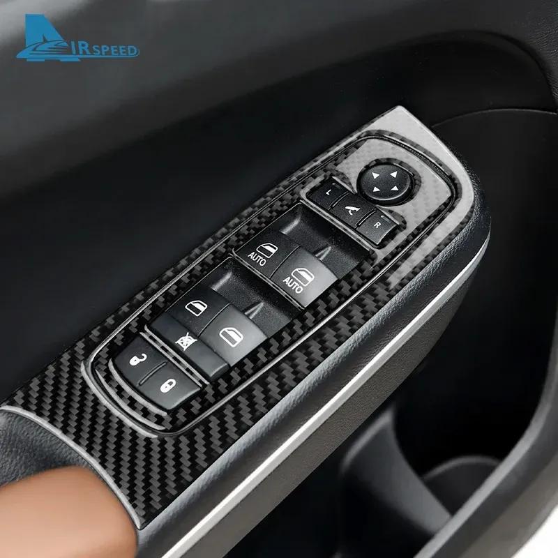 Real Soft Carbon Fiber LHD RHD Car Car Window Lift Panel Sticker Trim Accessories For Chrysler 300 300C 2011 2012 2013 2014