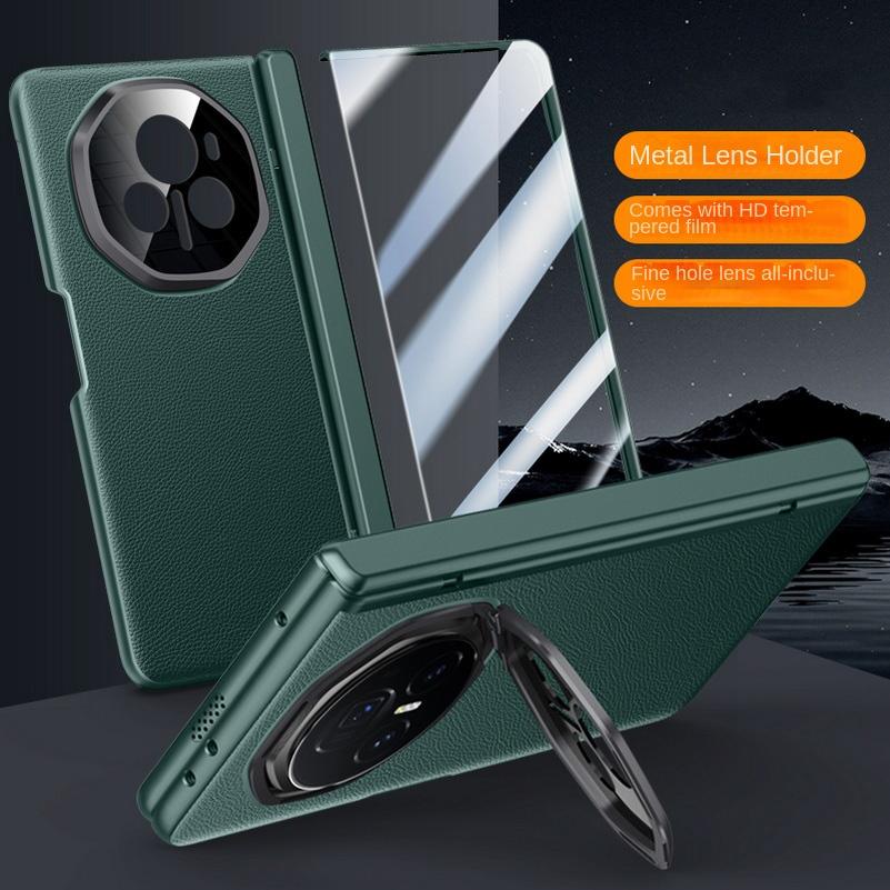 

Leather With Privacy Screen Tempered Glass Protector Case For Honor Magic V3 All-inclusive Spring Hinged Camera Holder Cover For Honor Magic V3