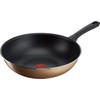 [Online Only] Tefal Stir-fry Pot 28cm Deep Wok for Gas Fire Only, No Harmful Substances Such As PFOA, Non-stick and Long-lasting "Honey Gold Wok Pan