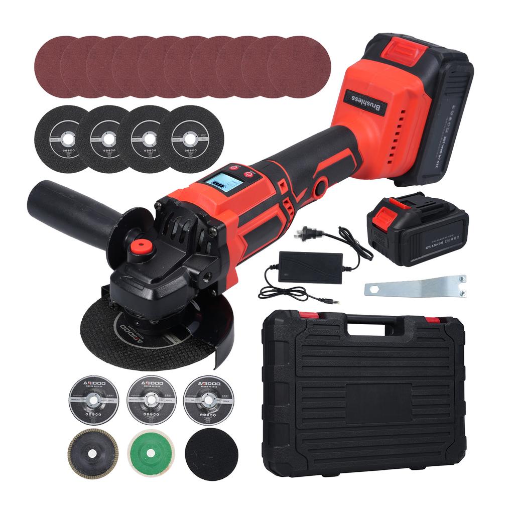Cordless Angle Grinder Brushless Angle Grinder 2PCS 21V 4.0Ah Battery Cutting Grinding Polishing