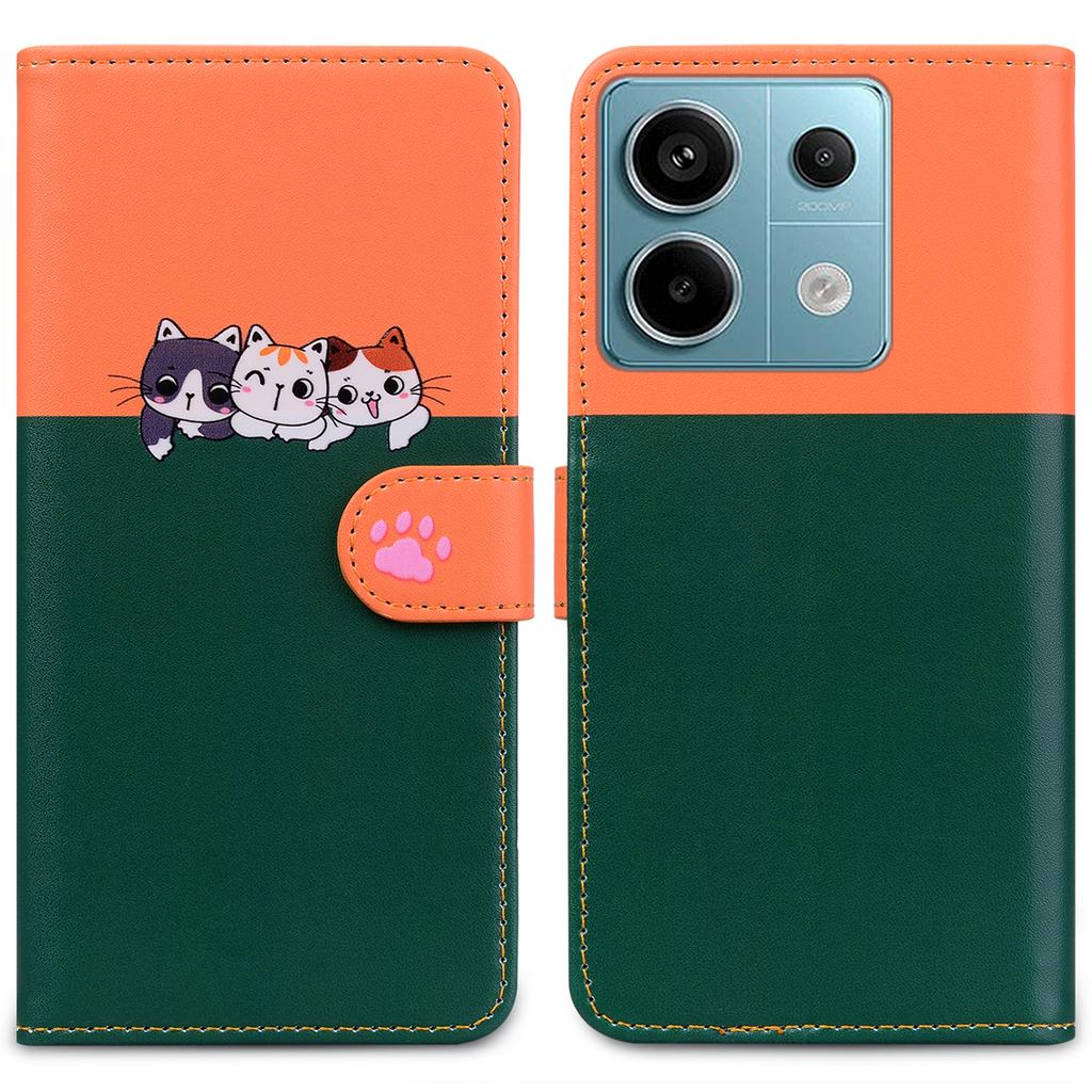 Cartoon Pet Series for Xiaomi Redmi Note 13 Pro 4G/Poco M6 Pro 4G Case Splicing Leather Wallet Phone Cover