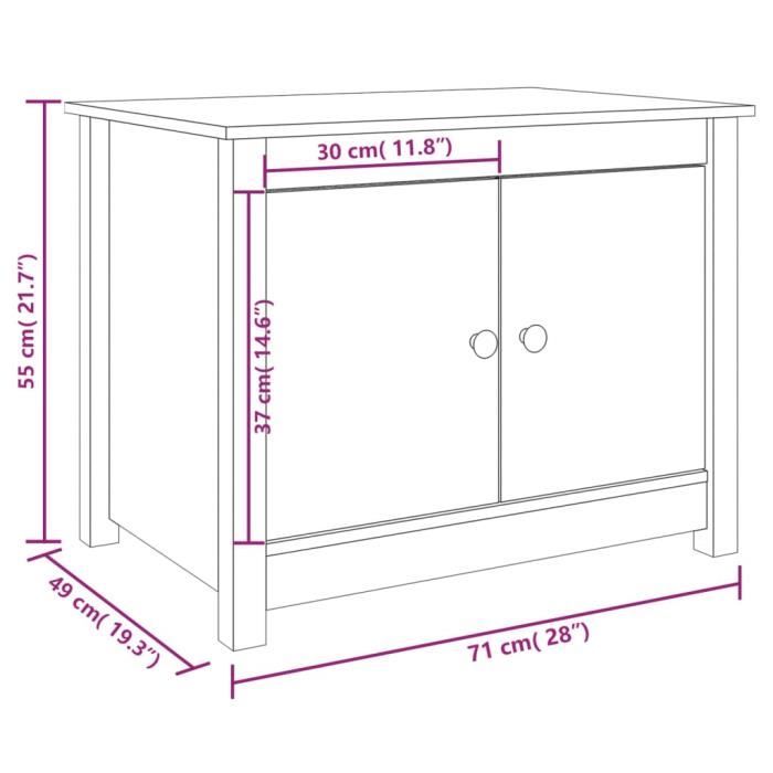 VidaXL Table basse Marron miel 71x49x55 cm Bois massif de pin 820929