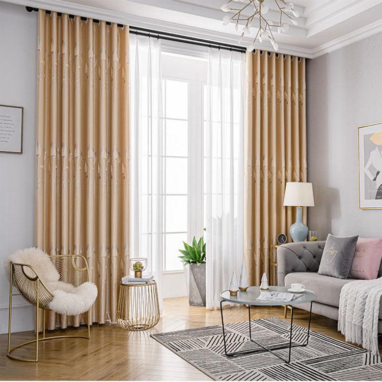 Thicken Jacquard Blackout Curtains Nordic Living Room Bedroom Home Rental Insulation Balcony Bay Window Curtain Rod