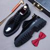 Men's New Business Dress Leather Shoes Platform Round Head Leather Men's Shoes Casual Wedding Shoes