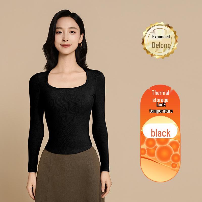 

10A Антибактериальный женский теплый бархатный топ с длинным рукавом и нагрудными вкладышами - Нижнее белье и верхняя одежда XL (120-135 lbs)