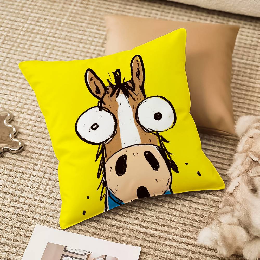 Animals cute Pillow Case Anti-dustmite Pillowcase Invisible zipper silky plush Sofa