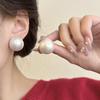 Vintage Red Half Round Imitation Pearl Earrings for Women Girls Autumn Winter Style Elegant Stud Earrings Wedding Jewelry Gifts