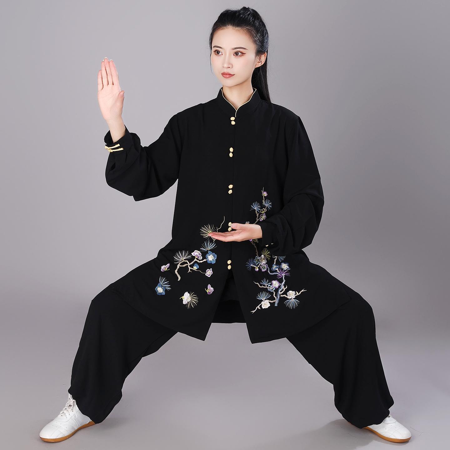 Женский вышитый костюм Тайцзи Hongji для весны, лета, осени - Идеально подходит для утренних тренировок, боевых искусств и практик в китайском стиле L