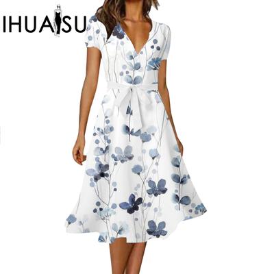 Dámská móda Sexy šaty s výstřihem do V Slim střih Šněrování Sukně s velkým rozsahem Áčková sukně Ženy