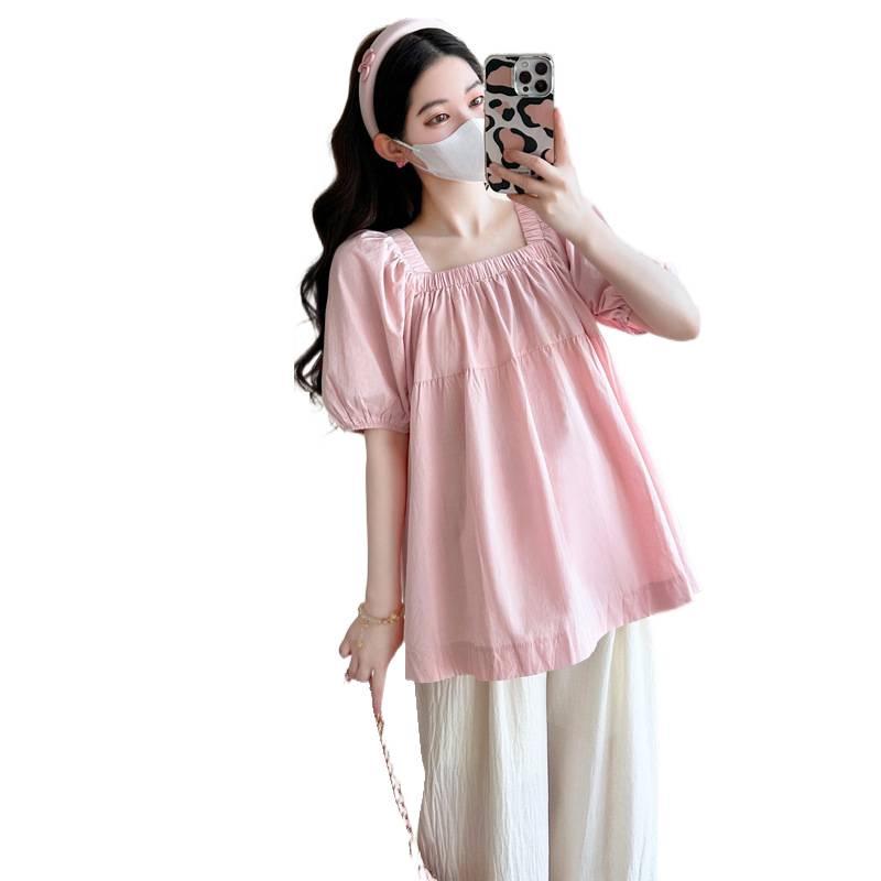 2026 Summer Maternity Set: Skin-Friendly Chiffon Top & Slimming Wide-Leg Pants