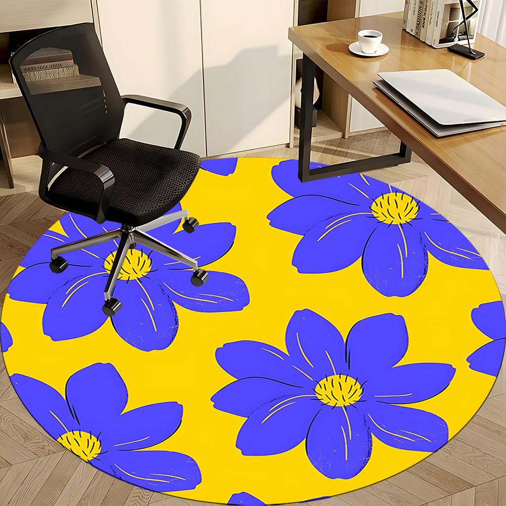1PC Floral Pattern Chair Carpet for Office, Indoor Non-Slip Washable Carpet, Soft Comfortable Mat For Office Room yy250930079