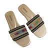Women's Bohemian Style Flat Sandals with Woven Straps Non-Slip Flat Sandals for Beach and Pool Daily Wear