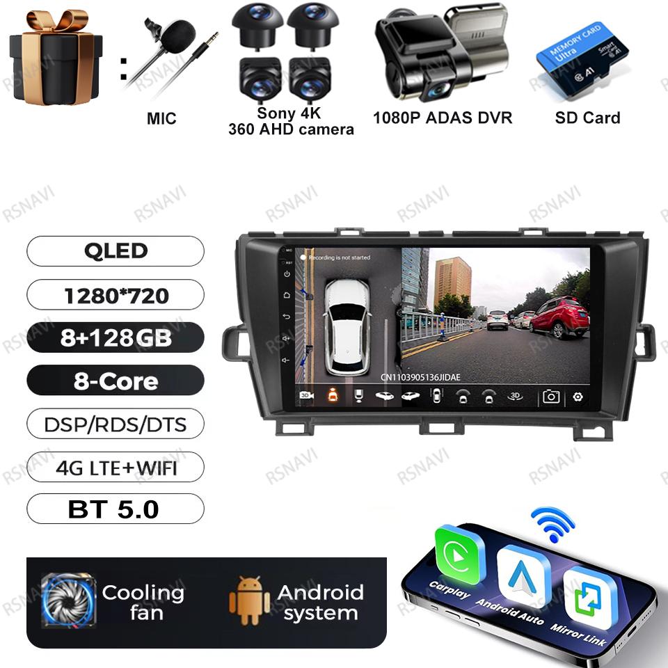 Car Radio Android 16 For Toyota Prius XW30 2009 - 2015 LHD BT DSP Viedo Player GPS Autoradio Multimedia 4G LTE QLED Head Unit