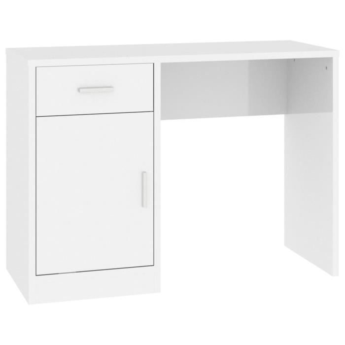 VidaXL Bureau avec tiroir et armoire Blanc brillant 100x40x73 cm 342655