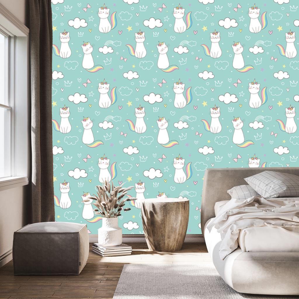 Rainbow kittens wallpaper for living room and bedroom 50x1000