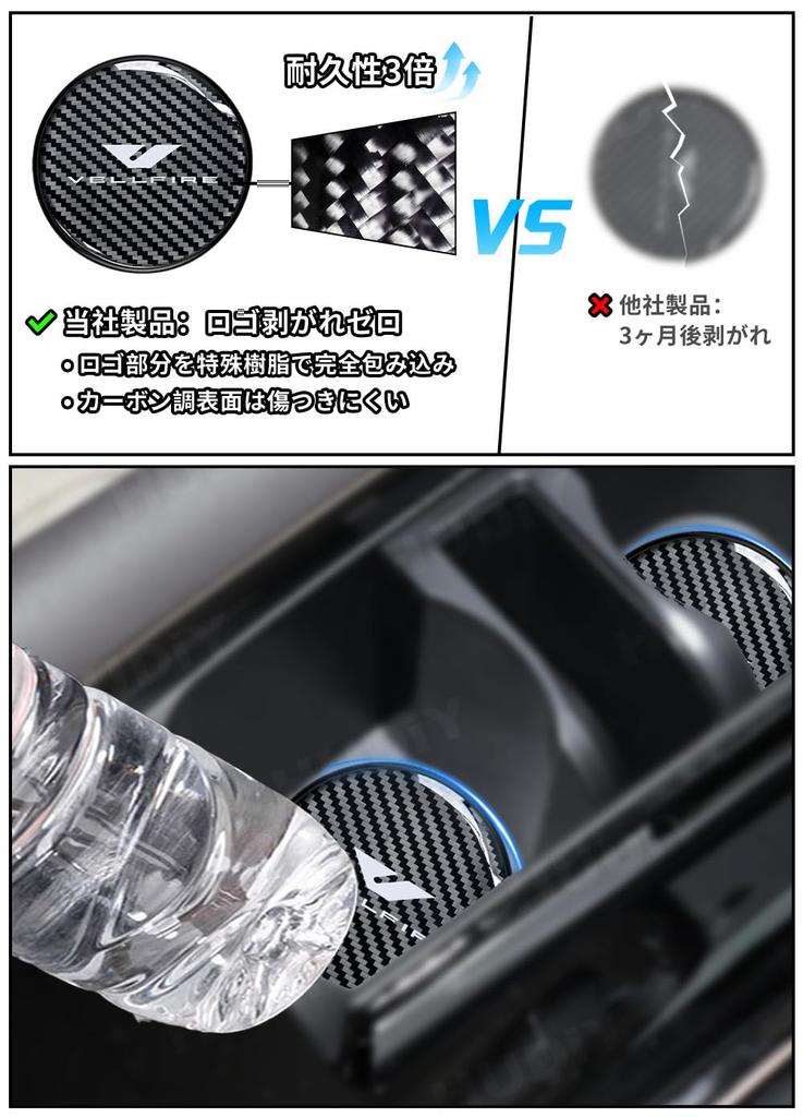 HUDIY Vellfire 40 Series Car Coasters, Set of 2, Carbon Style, Logo Peel Prevention,