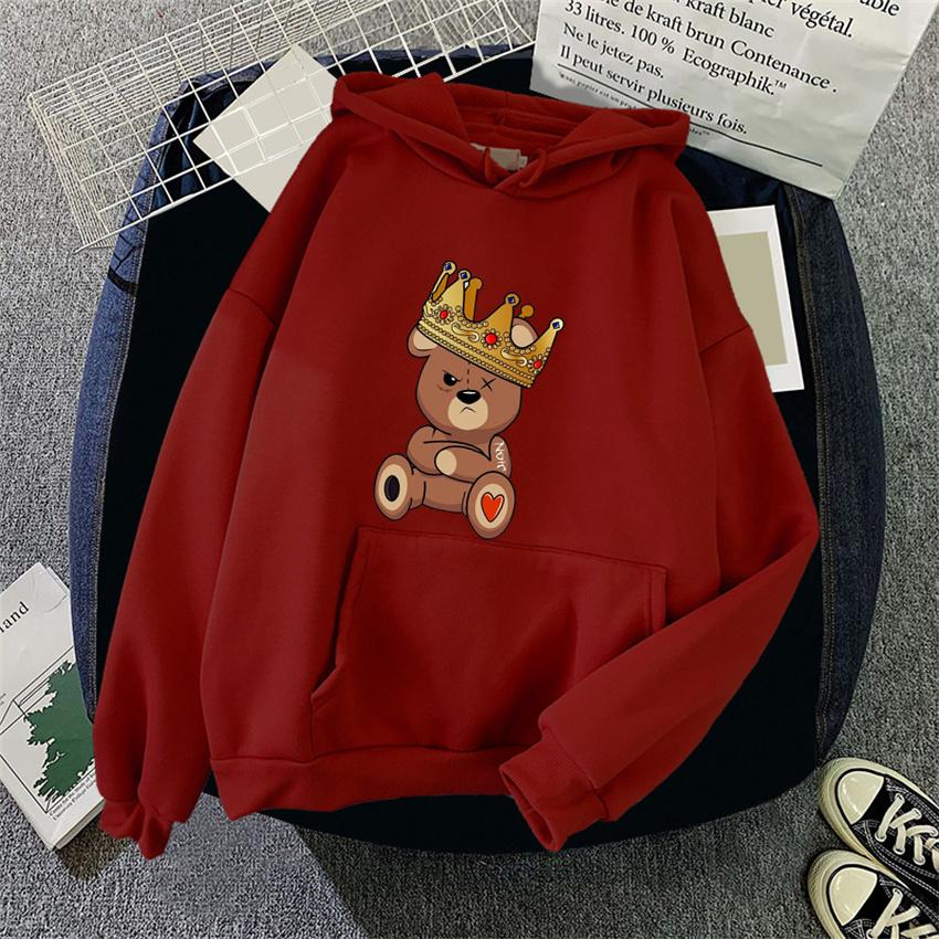 Fashion Cartoon Women's Hoodie Teddy Bear Print Hoodies Women Streetwear Pullover Harajuku Unisex Sweatshirt Oversized Clothes