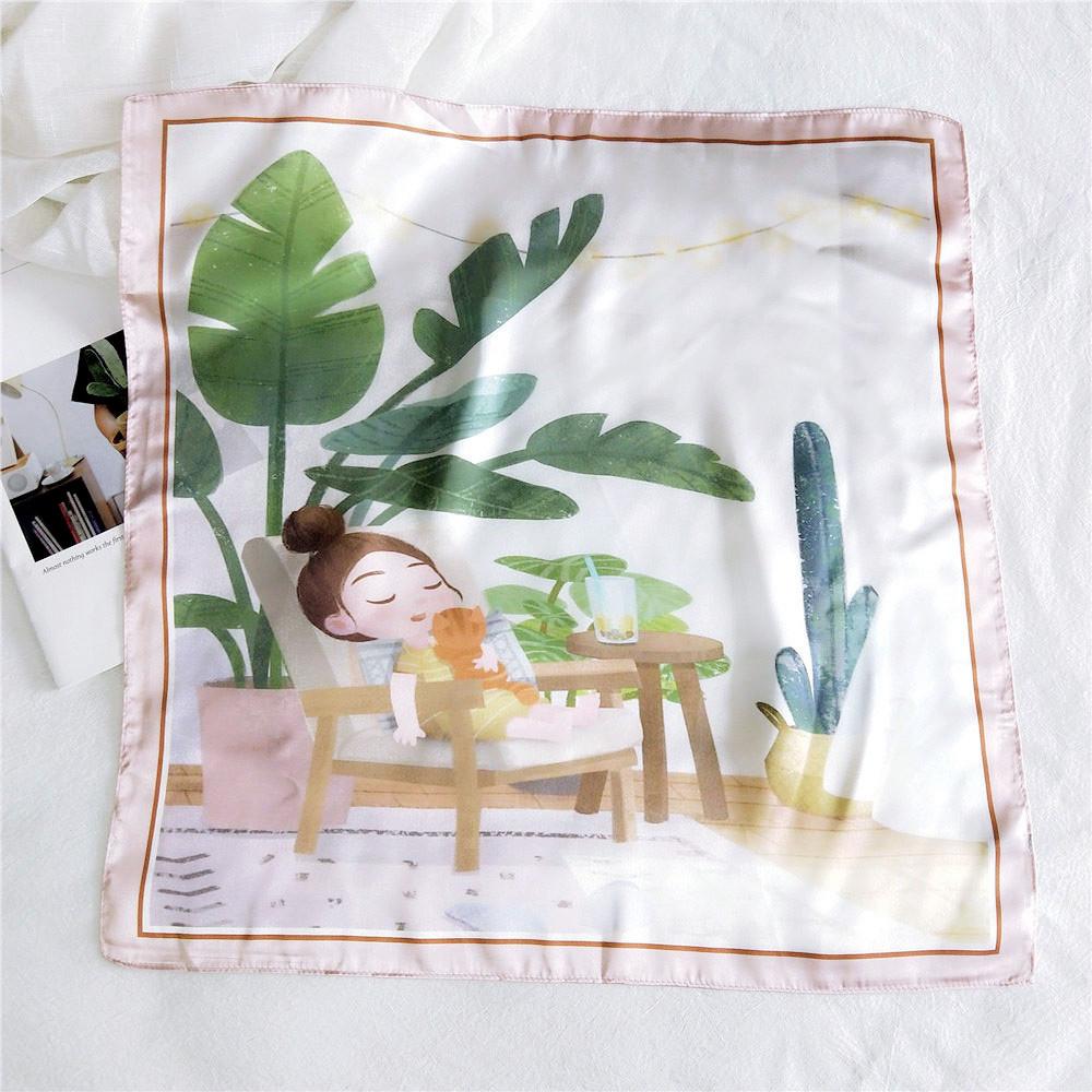 

53 см шелковый шарф небольшой квадратный шарф универсальный для женщин весна и осень тонкий дизайн модный и стильный декоративный шарф профессиональный полет 53*53cm