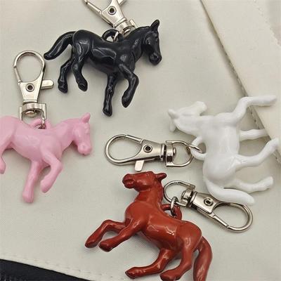 Colorful Horse Keychain 3d Animal Key Ring With Metal Clasp Fashion Bag Charm Key Accessory Cute Horse Acrylic Pendant Keychain