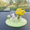 Decorative Accessory  Adorable Rubber Rabbit & Cat Car Decor, Mini Vase With Cute Animal Figurine, Suitable For Car Interior Decoration
