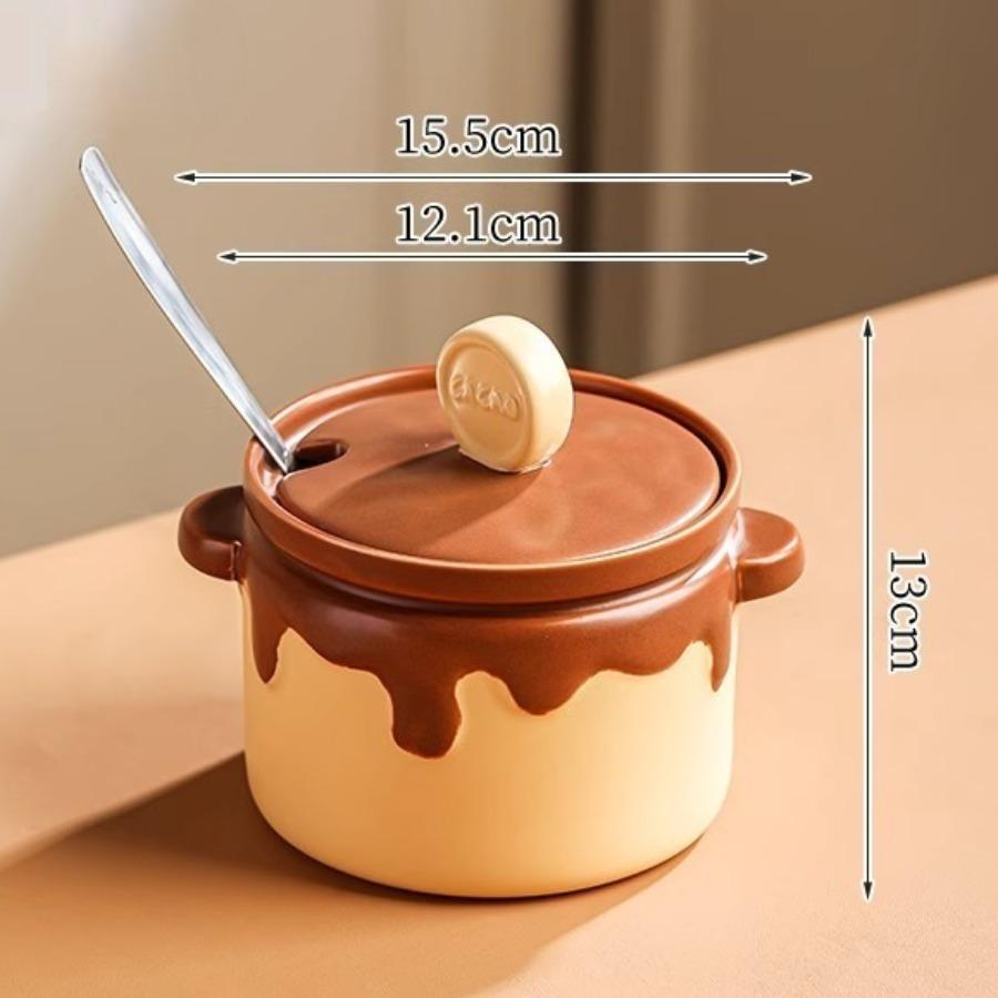 1500ml Lard Pot with Lid Filter High-Temperature Resistant Oil Container for Lard Chili Oil Kitchen Storage Double Handle Design