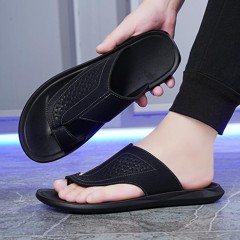 

Men Black Slippers Simple Flats Flip Flops Summer Brown White Open Toe Sandals Outdoor Beach Shoes Plus Size 46 47 48 EU:45 чёрный