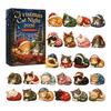 Decorative Christmas Accents Cat Advent Calendar, 24 Day Countdown with Cute Ornaments, Calendar for Boys 2D Acrylic Kitty Holiday Decorations,
