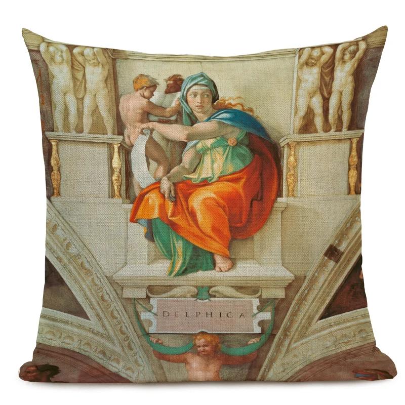 Michelangelo Print Pictură în Ulei Faimoasă Față de Pernă Decor Mural Italian Față de Pernă Husă Pernă Sofă