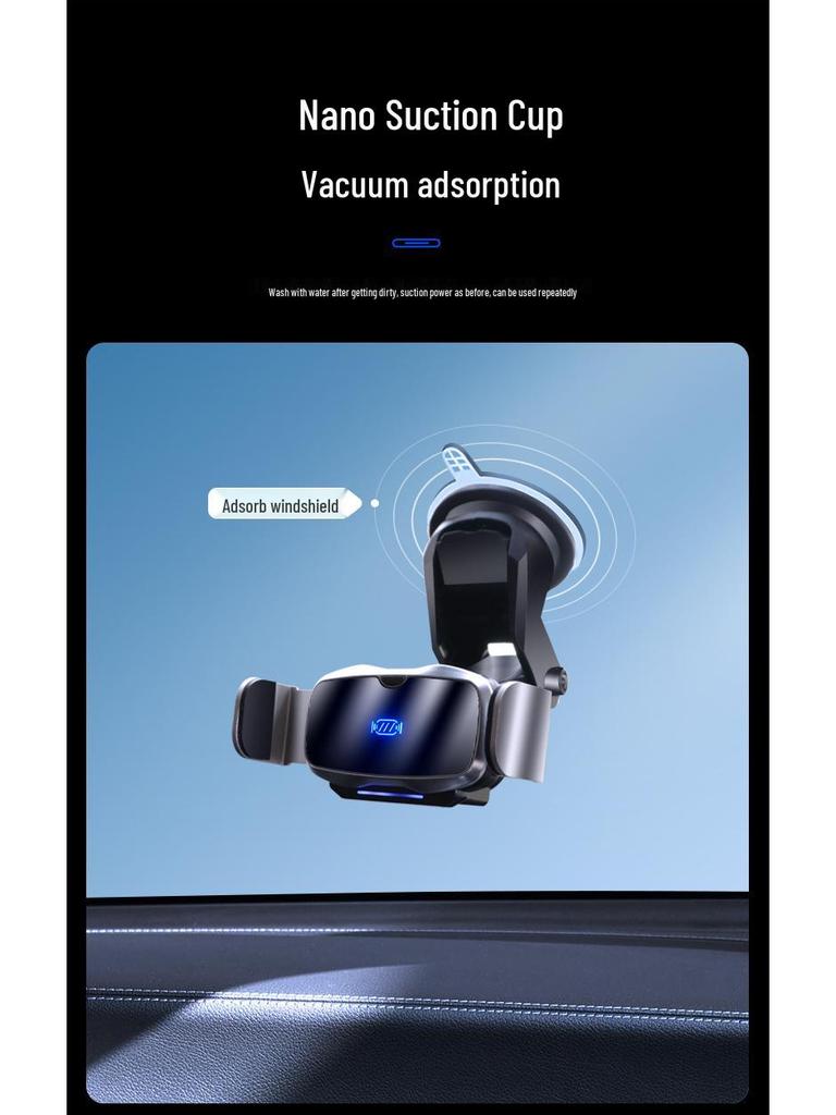 Magic Clip D7: Smart Car Phone Holder with Metal Induction and Auto-Clamp Air Vent Mount for Navigation