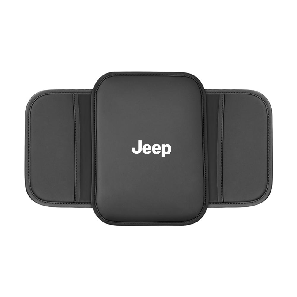 Leather Car Armrest Box Pad Car Center Console Arm Rest Protector Cover with Storage Pocket For Jeep Renegade Wrangler Jk Compas