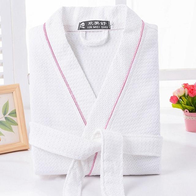 100% Cotton Waffle Bathrobe Men Women Sleepwear Couple Spring Summer Long Bride Bathrobe Sleep Lounge Robe Kimono Nightwear Gown
