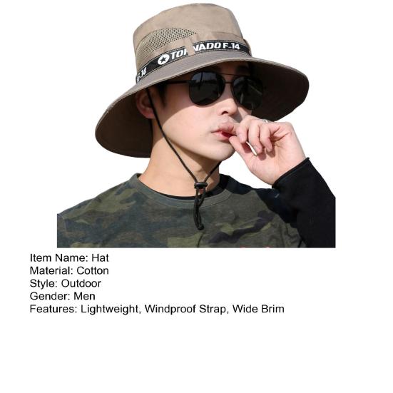 Men Outdoor Hat Letter Print Anti-UV Soft Casual Fishing Fisherman for Adult