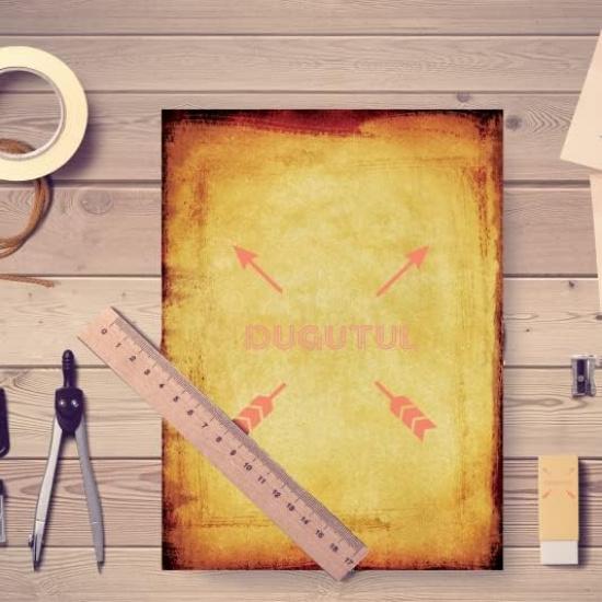 50 DUGUTUL Old Looking Vintage Design Stationery Paper, 8.5 x 11 in, Double Sided, Textured, Printer Friendly for Invitation, Letter, Resume, Award,
