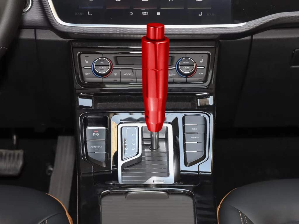 Lunsom Button Shift Knob Aluminum Shift Lever Metal Shift Knob for Auto Car (Red)