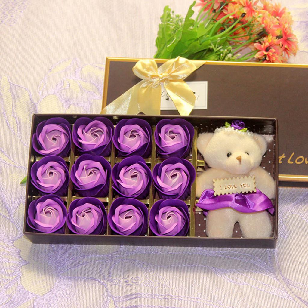 New Valentine's Day Bear Gift Box Gift Rose Gift Small Gift 12 Soap Flower
